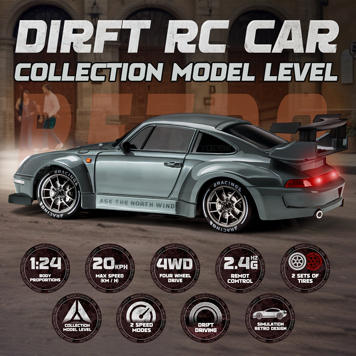 Coche de drift ecala 1:24. Facil de manejar. Mucha potencia.
